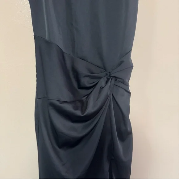 Abercrombie Black Satin Draped Skirt Maxi Dress Formal Open‎ Back Small Petite - Picture 6 of 8